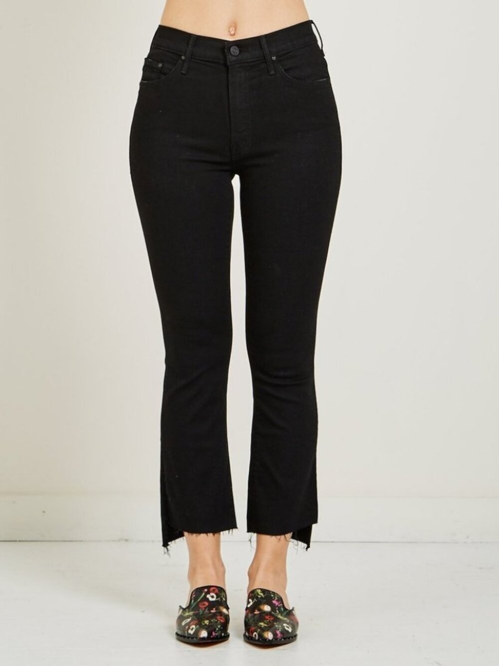Mother Insider Crop Step Fray High Rise Bootcut Jeans Womens 26 Not Guilty Black